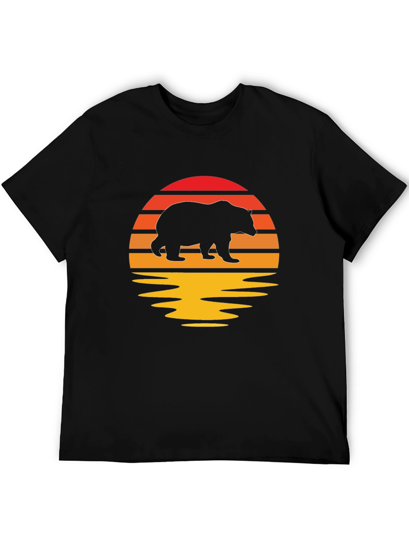 Bear Sunset Graphic T-Shirt - Black