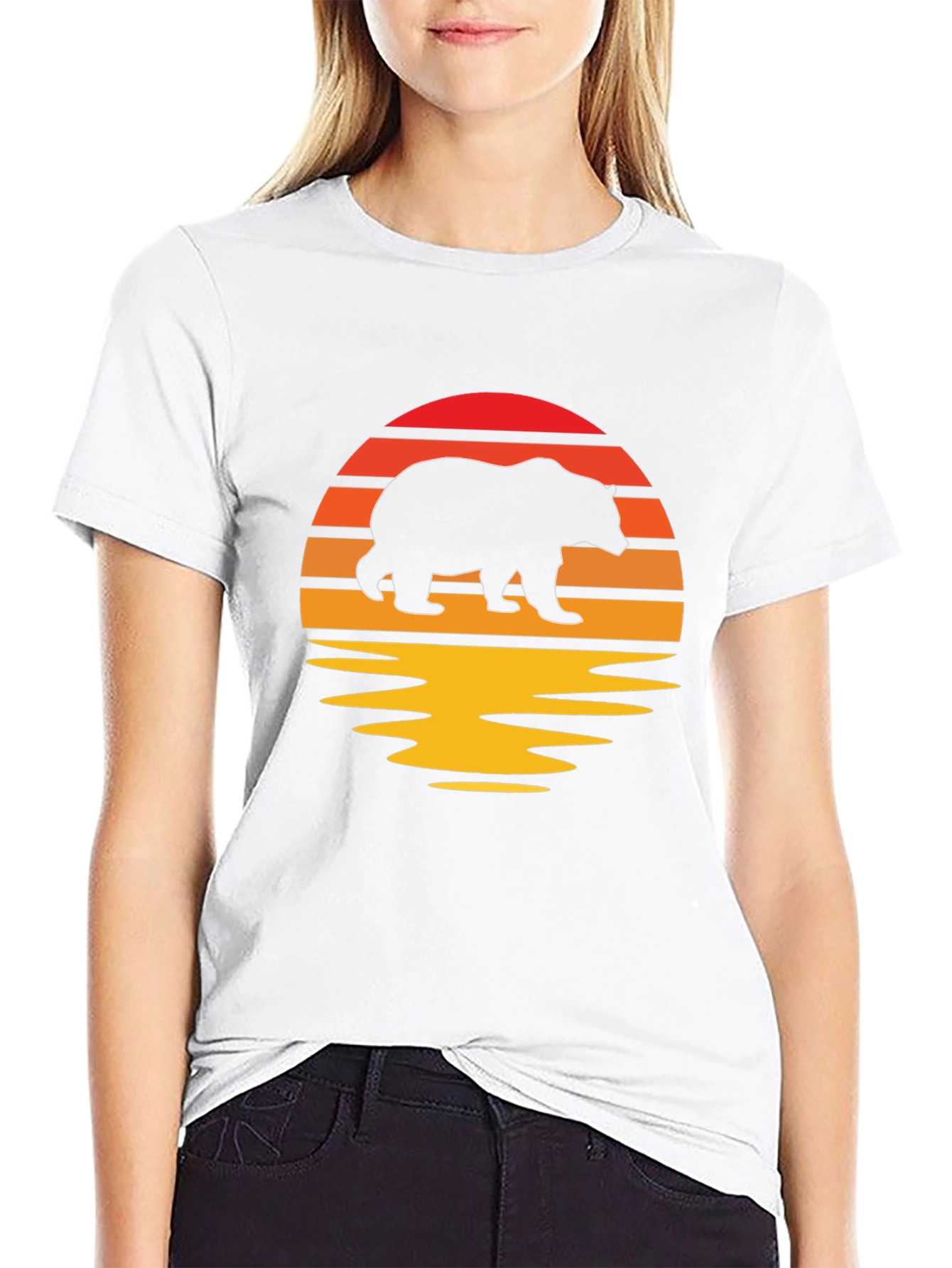 Bear Sunset Graphic T-Shirt - Black