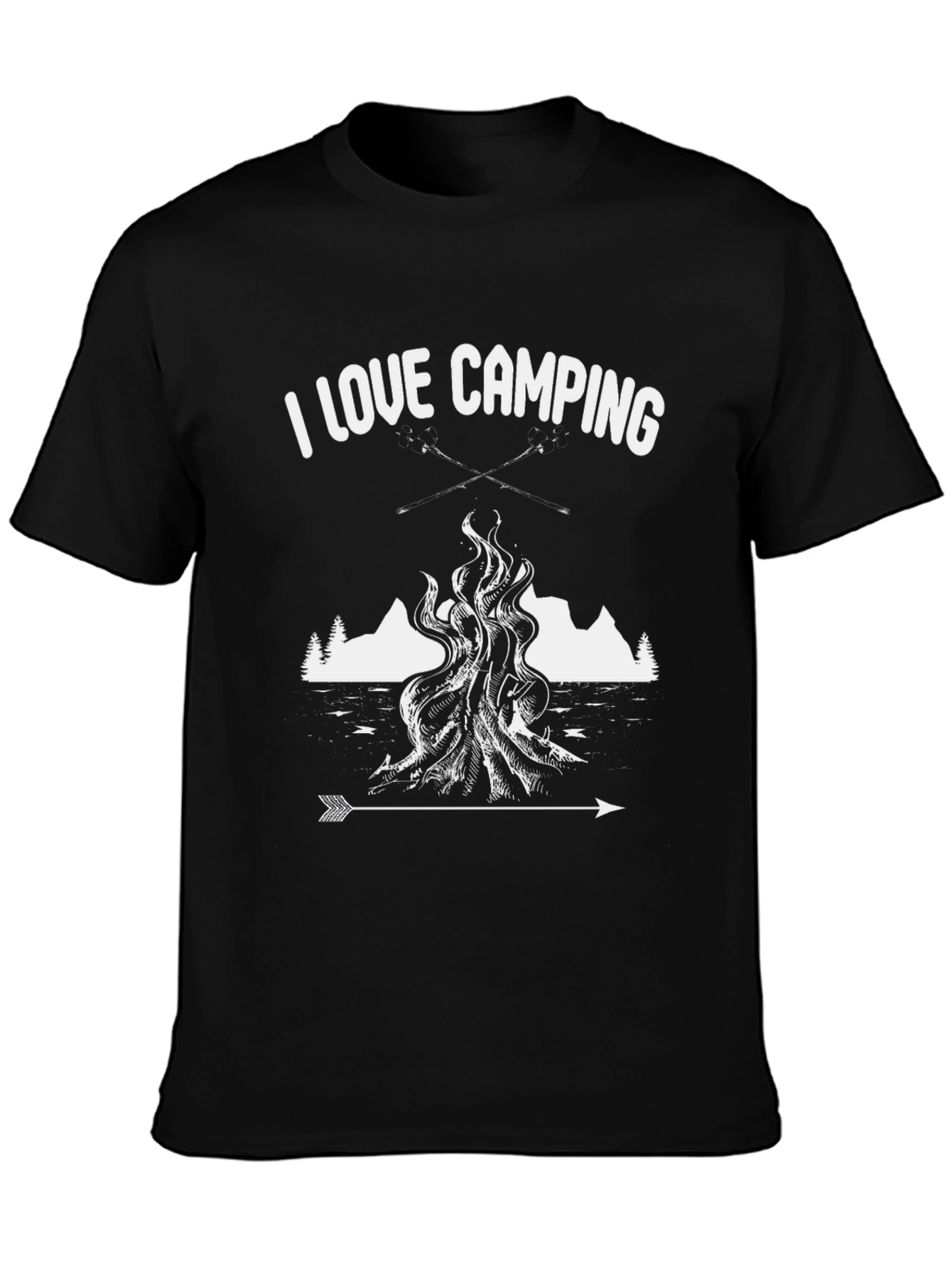I Love Camping Graphic Tee - Black Cotton Shirt