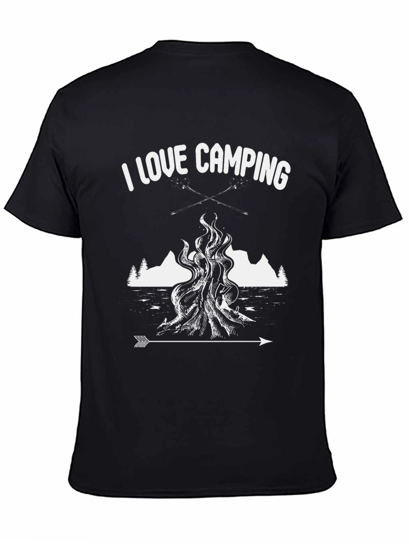 I Love Camping Graphic Tee - Black Cotton Shirt