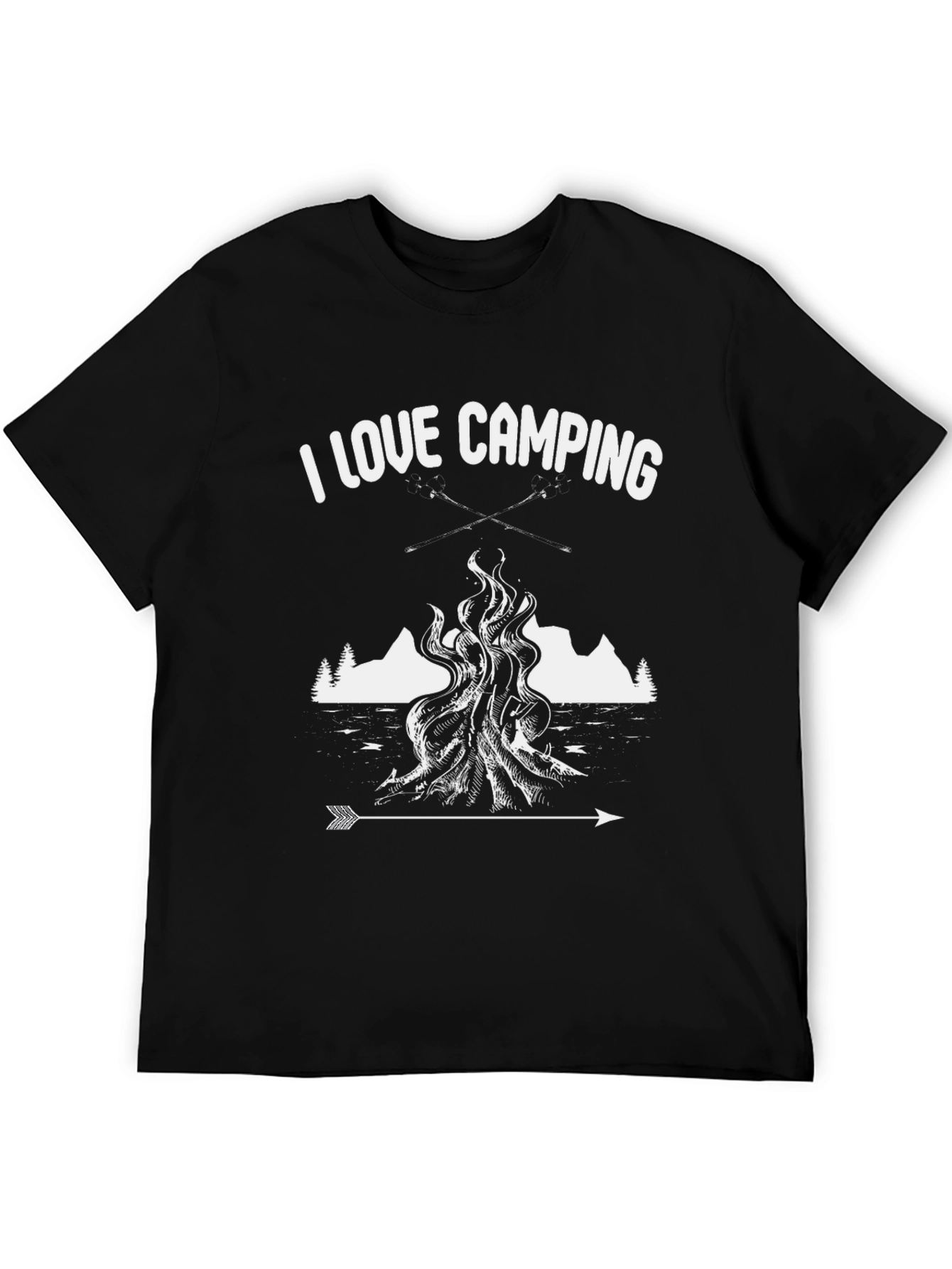 I Love Camping Graphic Tee - Black Cotton Shirt
