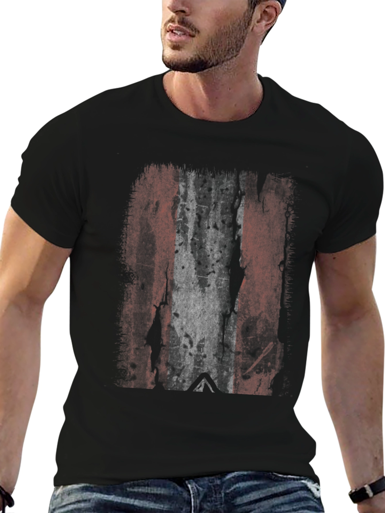 Distressed Flag Graphic Tee - Black