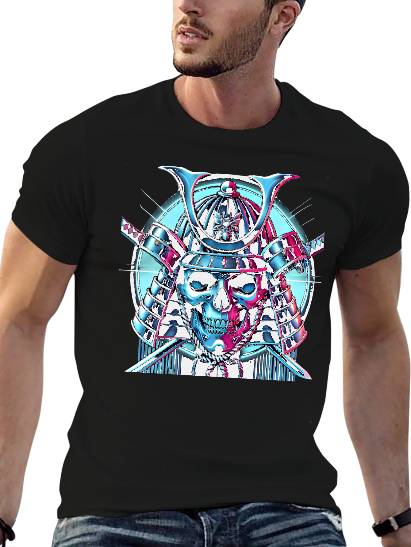 Samurai Skull Graphic T-Shirt