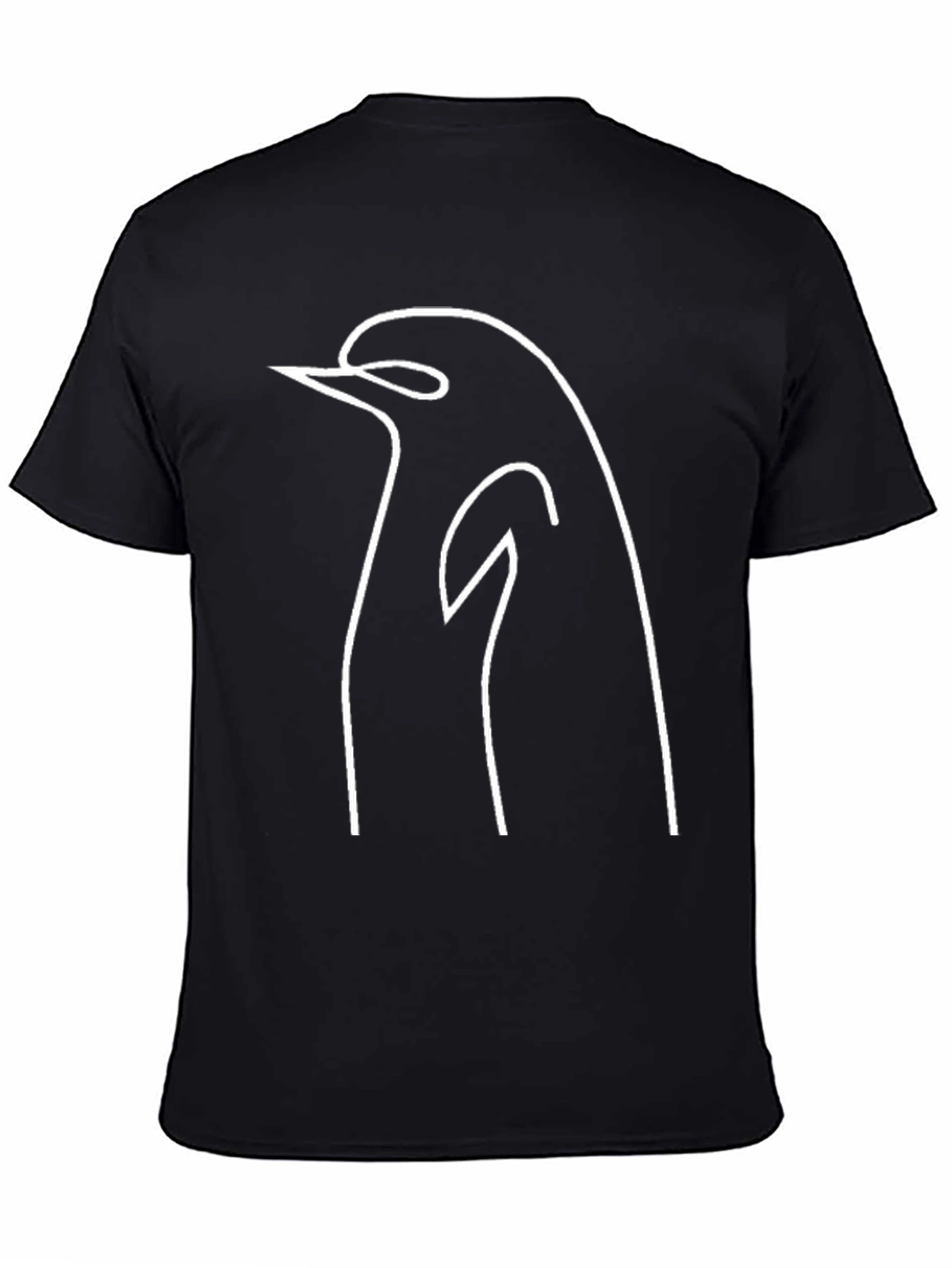 Minimalist Penguin Outline Black T-Shirt