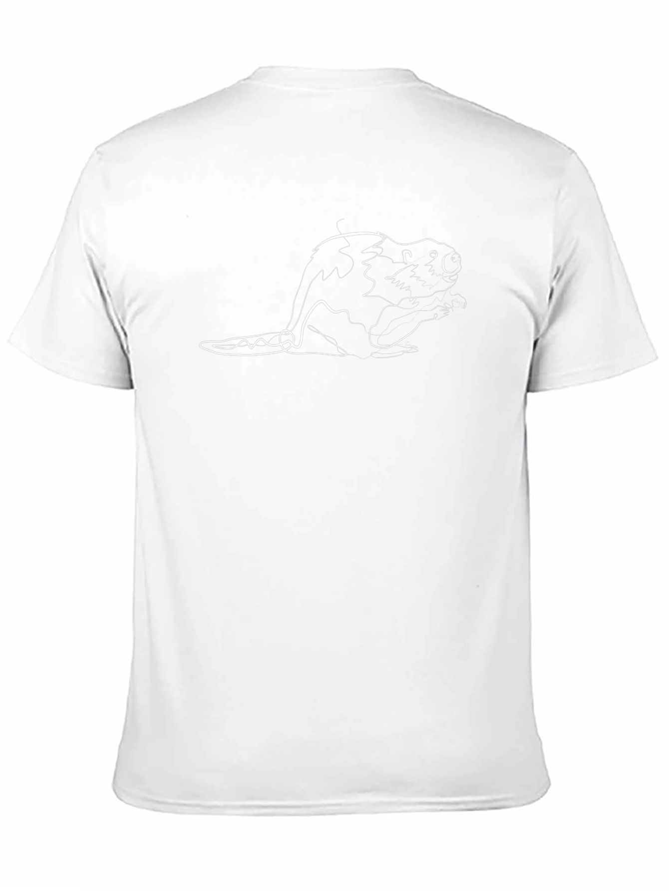 Black T-Shirt with Beaver Line Art Design