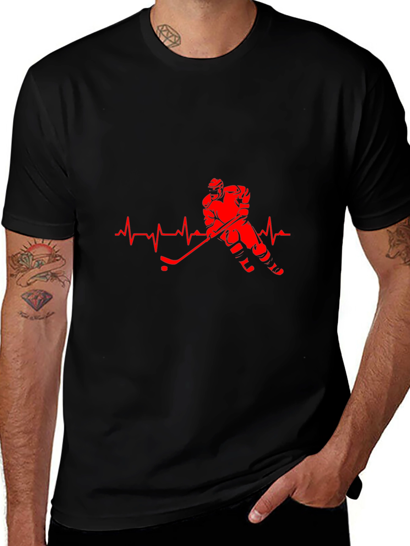 Hockey Heartbeat Black T-Shirt