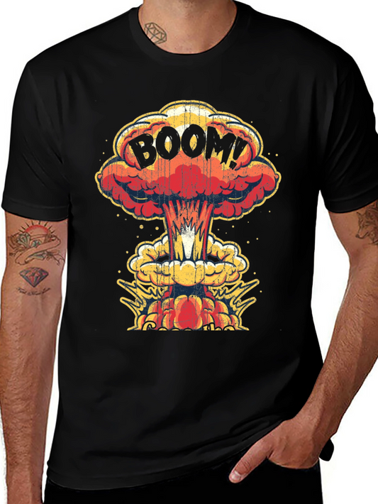 Boom! Graphic Print T-Shirt - Black Cotton Tee