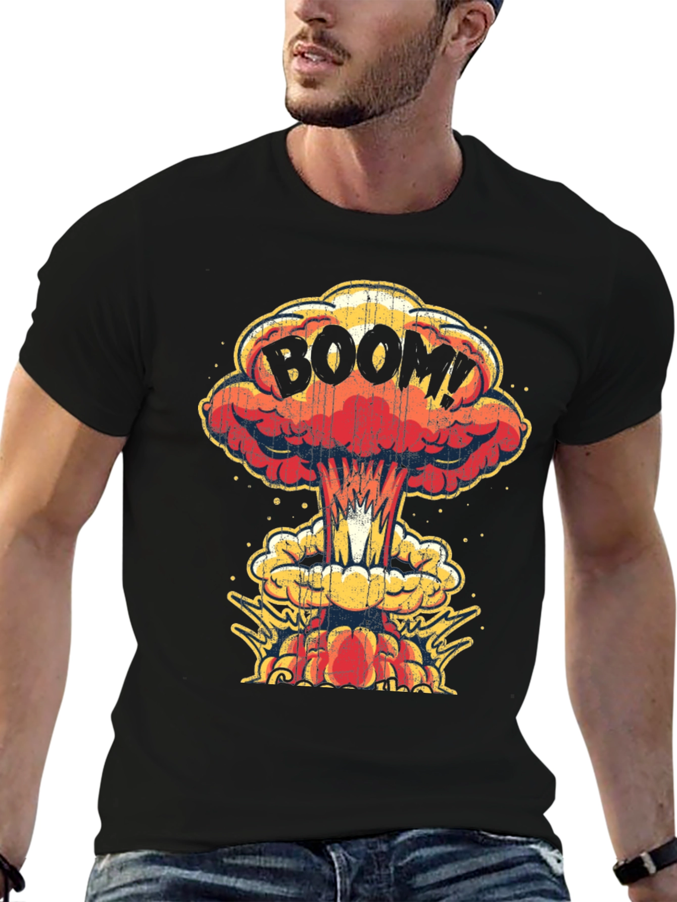 Boom! Graphic Print T-Shirt - Black Cotton Tee