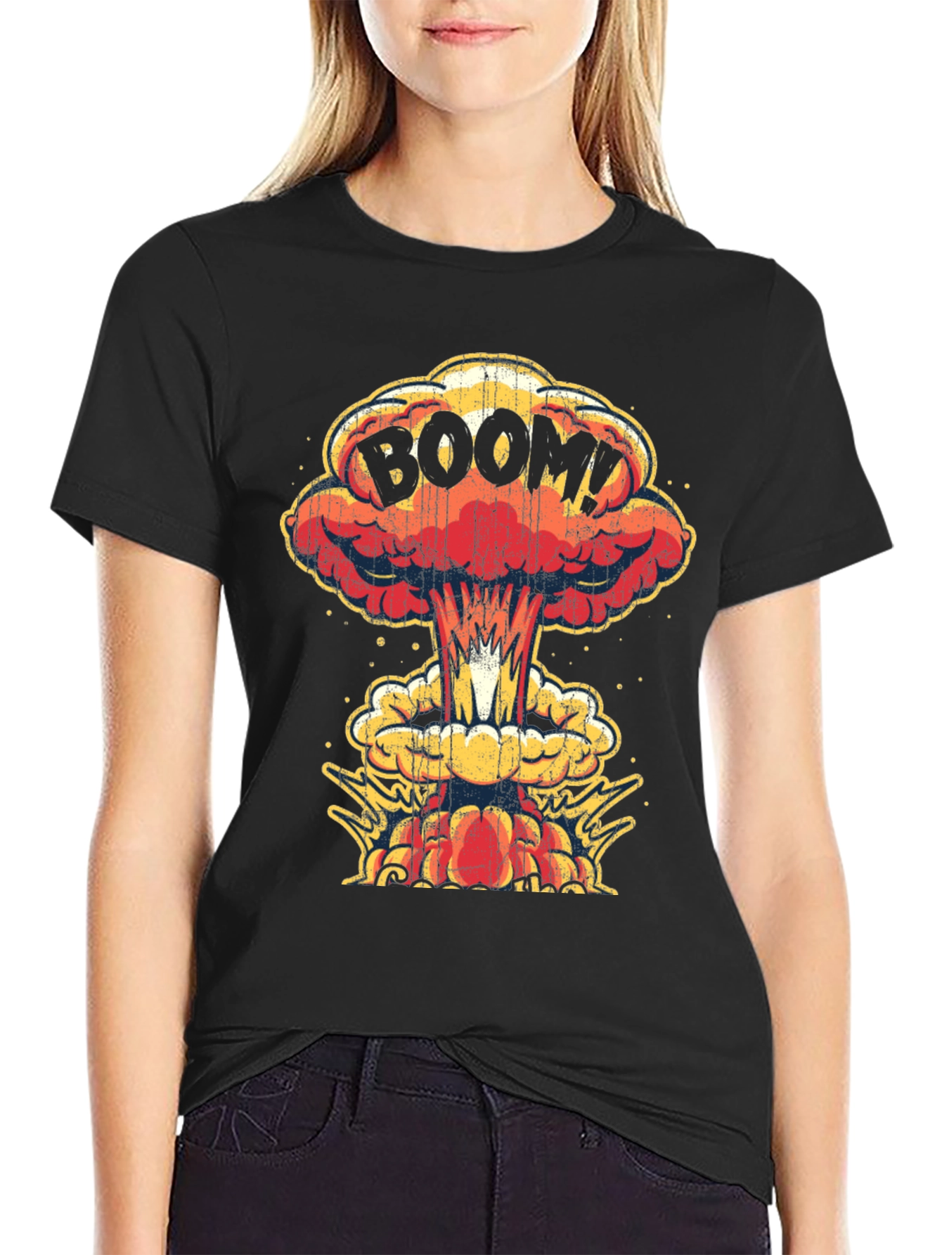 Boom! Graphic Print T-Shirt - Black Cotton Tee