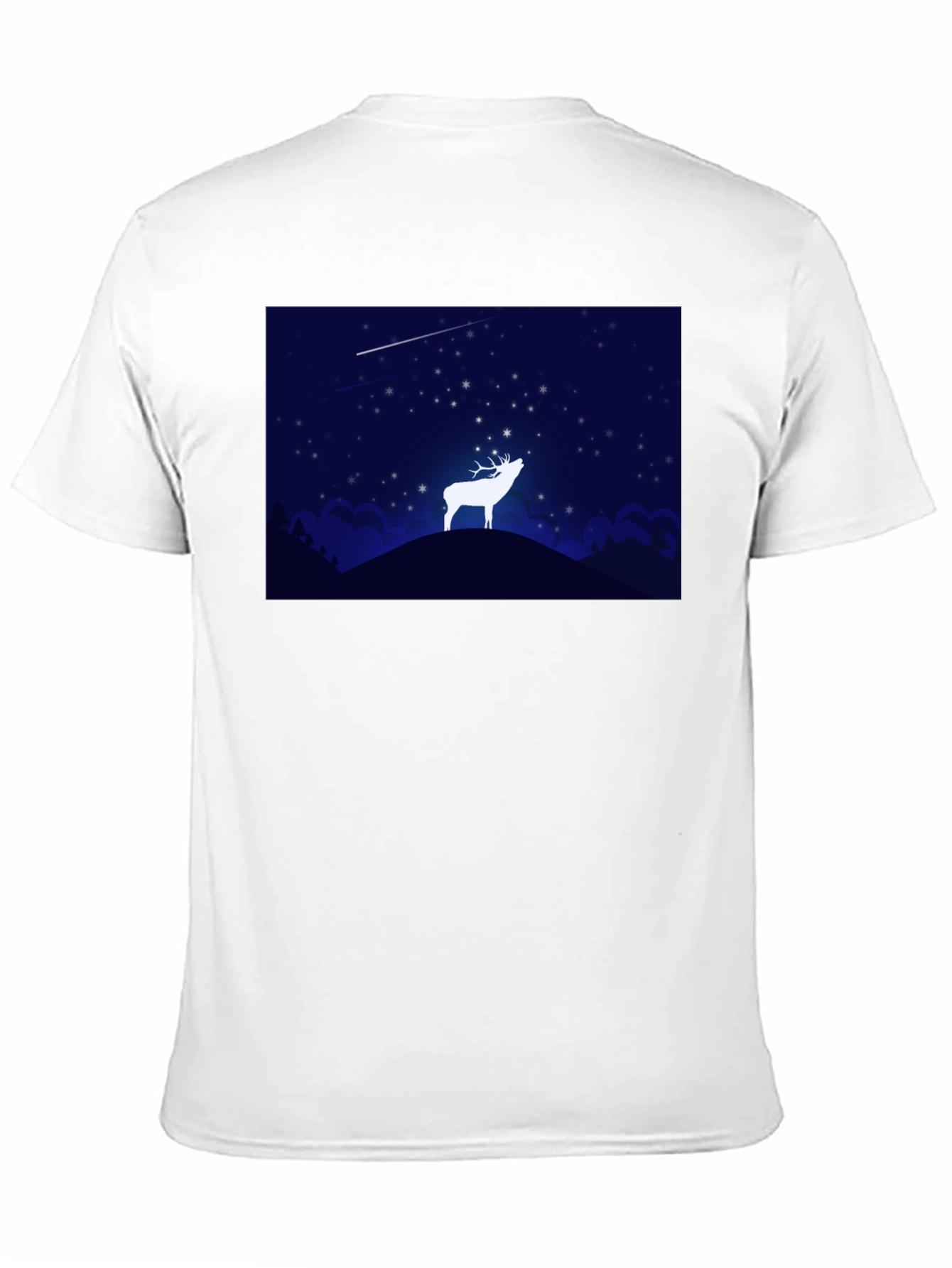 Starry Night Deer Graphic Black T-Shirt