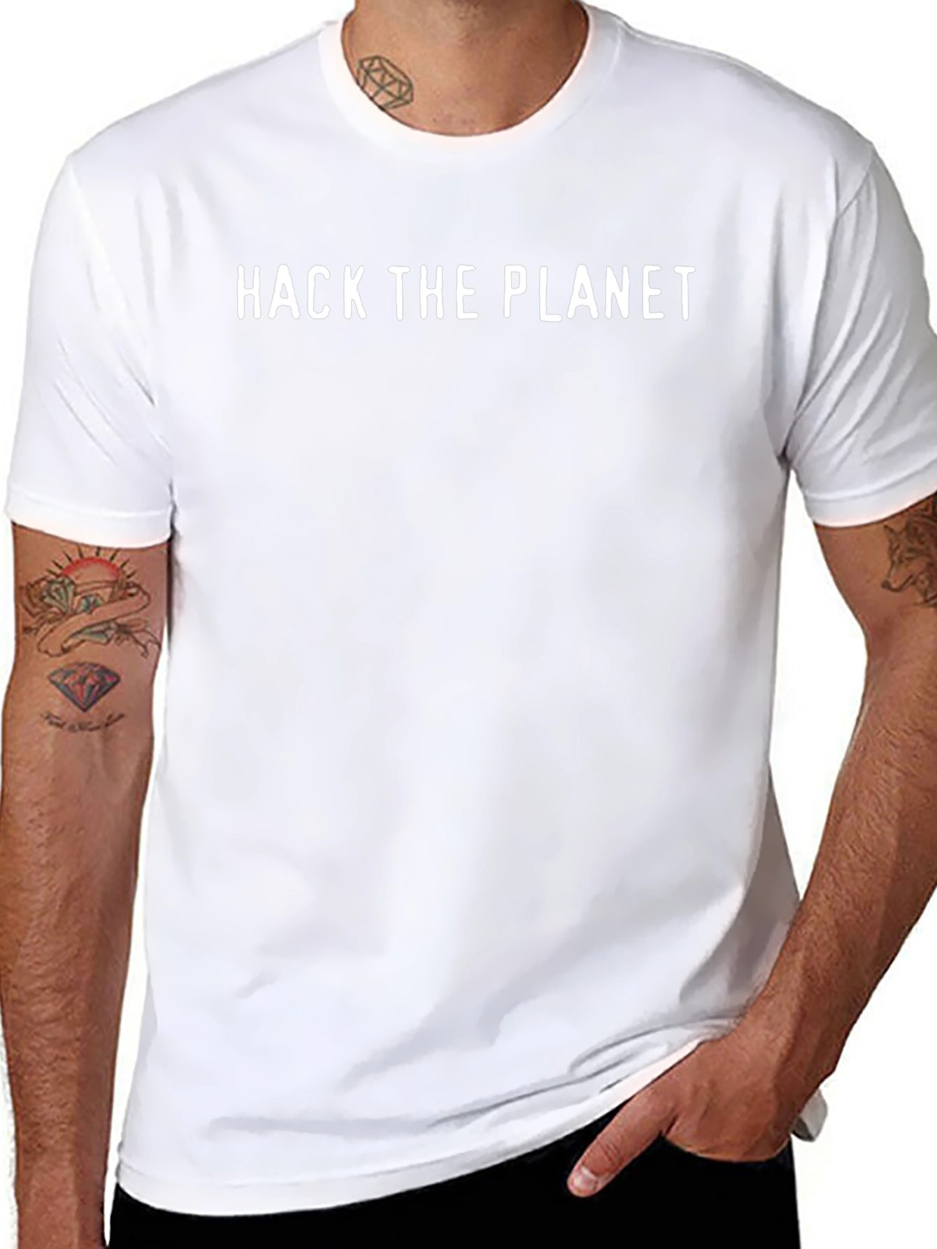Hack the Planet Graphic Tee - Black Cotton T-Shirt