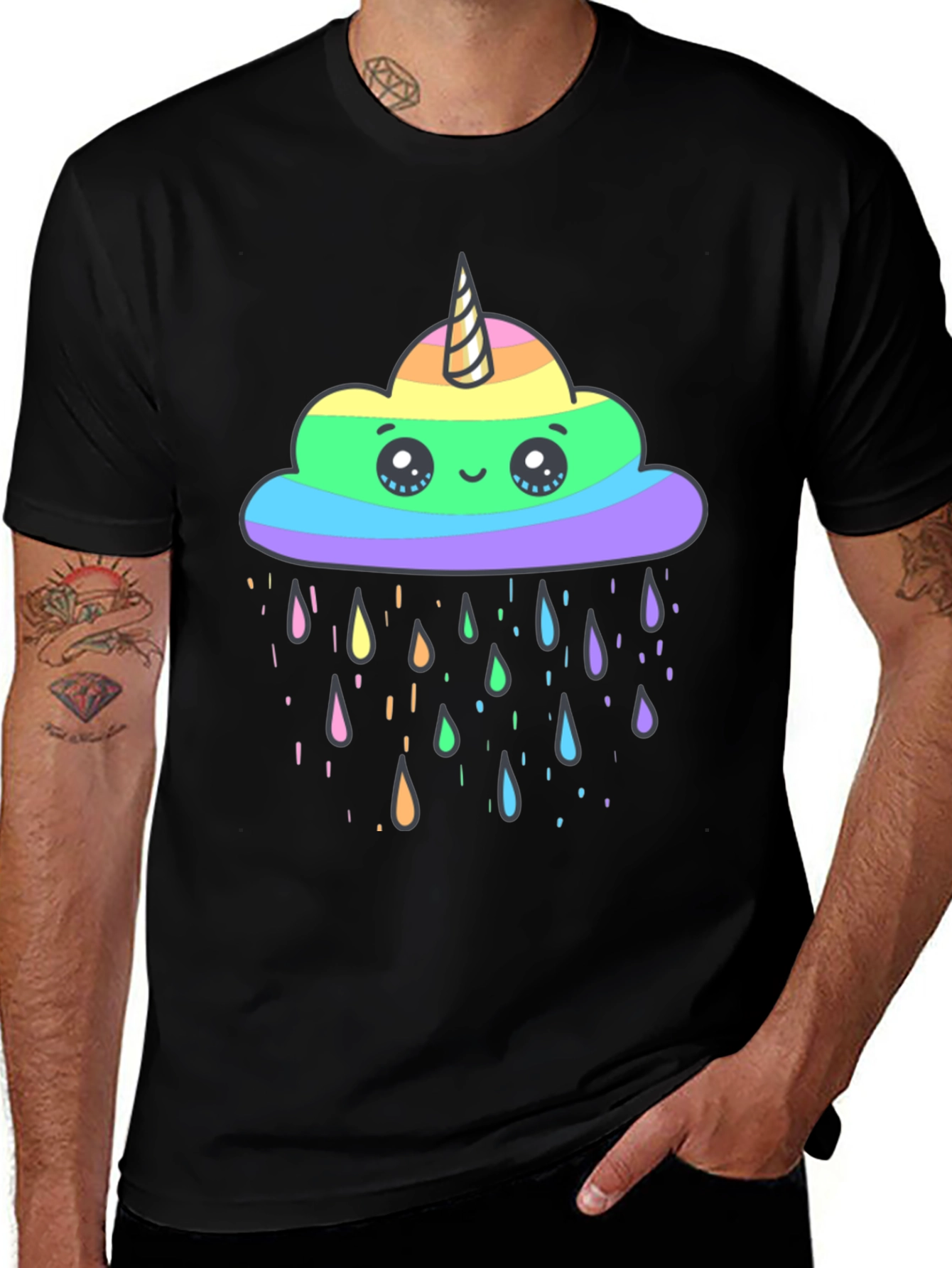 Rainbow Unicorn Cloud Rain T-Shirt