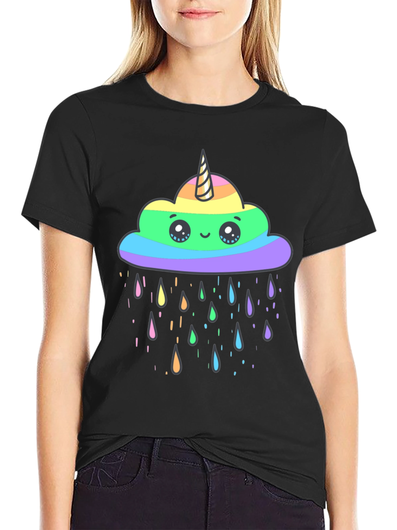 Rainbow Unicorn Cloud Rain T-Shirt