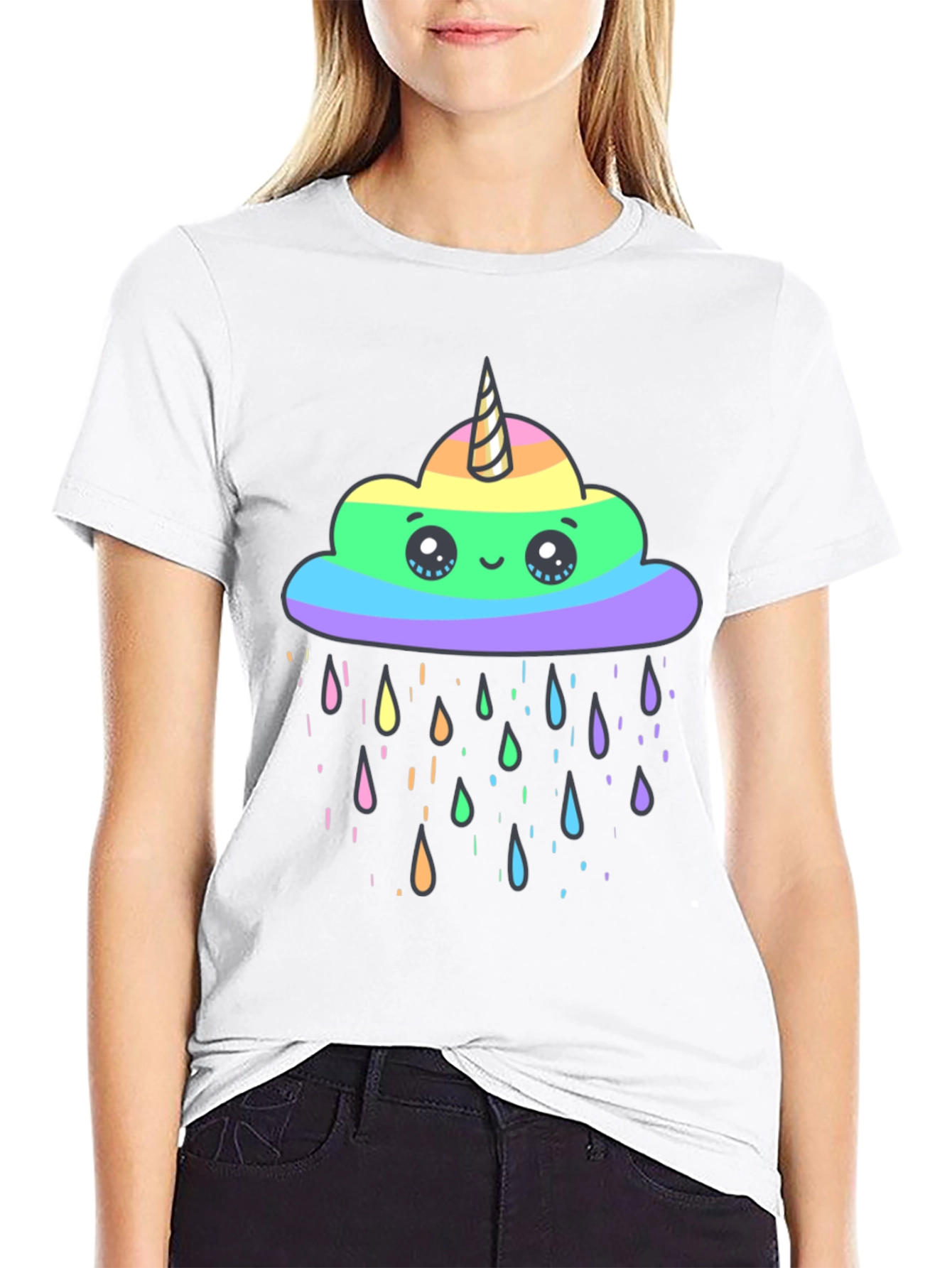 Rainbow Unicorn Cloud Rain T-Shirt