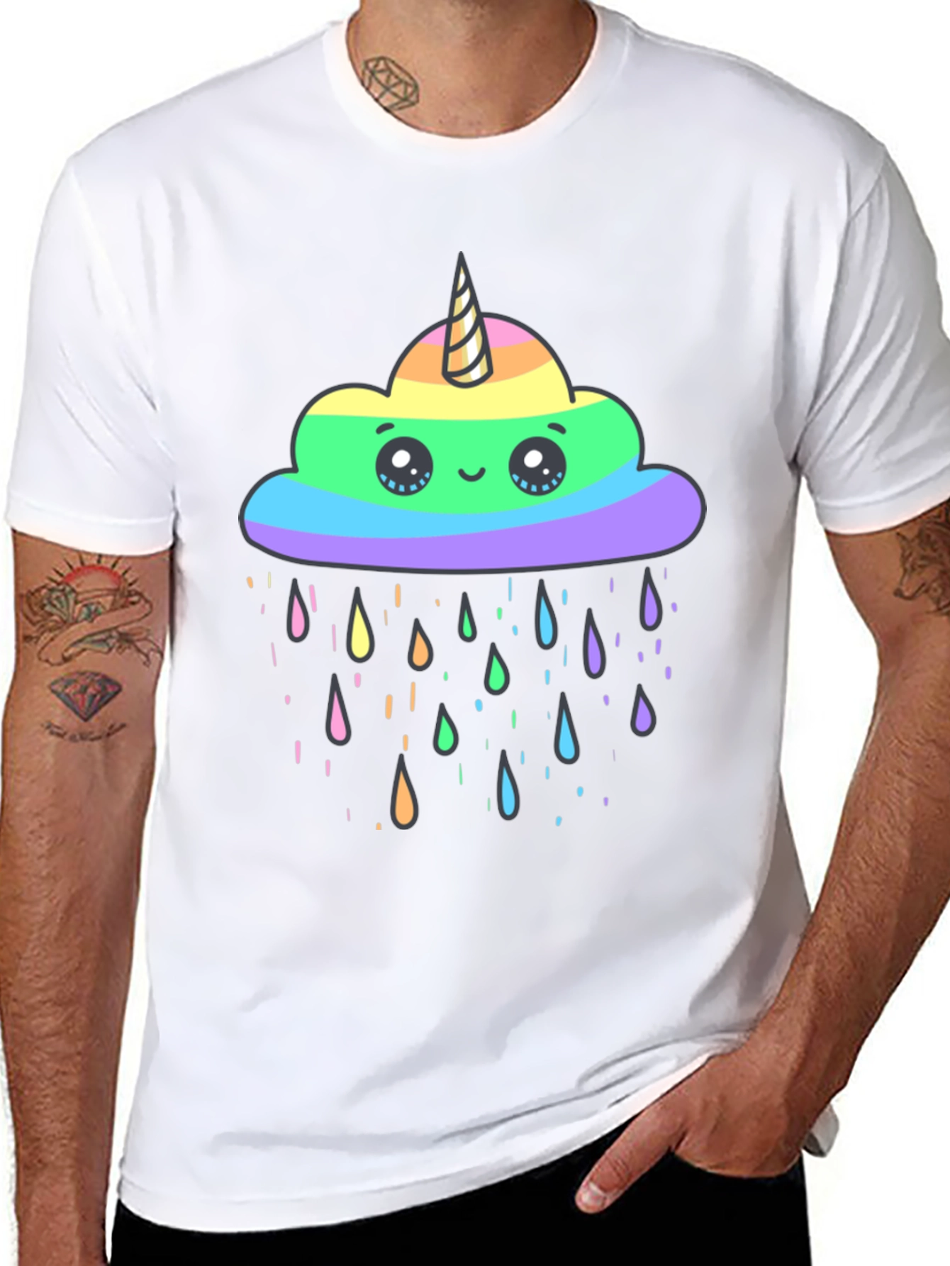 Rainbow Unicorn Cloud Rain T-Shirt