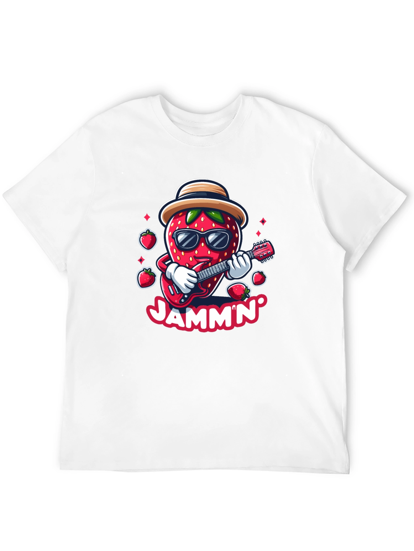 Jammin Strawberry Guitar Player Graphic Tee