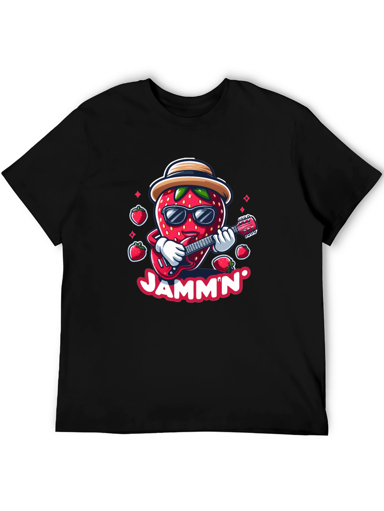 Jammin Strawberry Guitar Player Graphic Tee