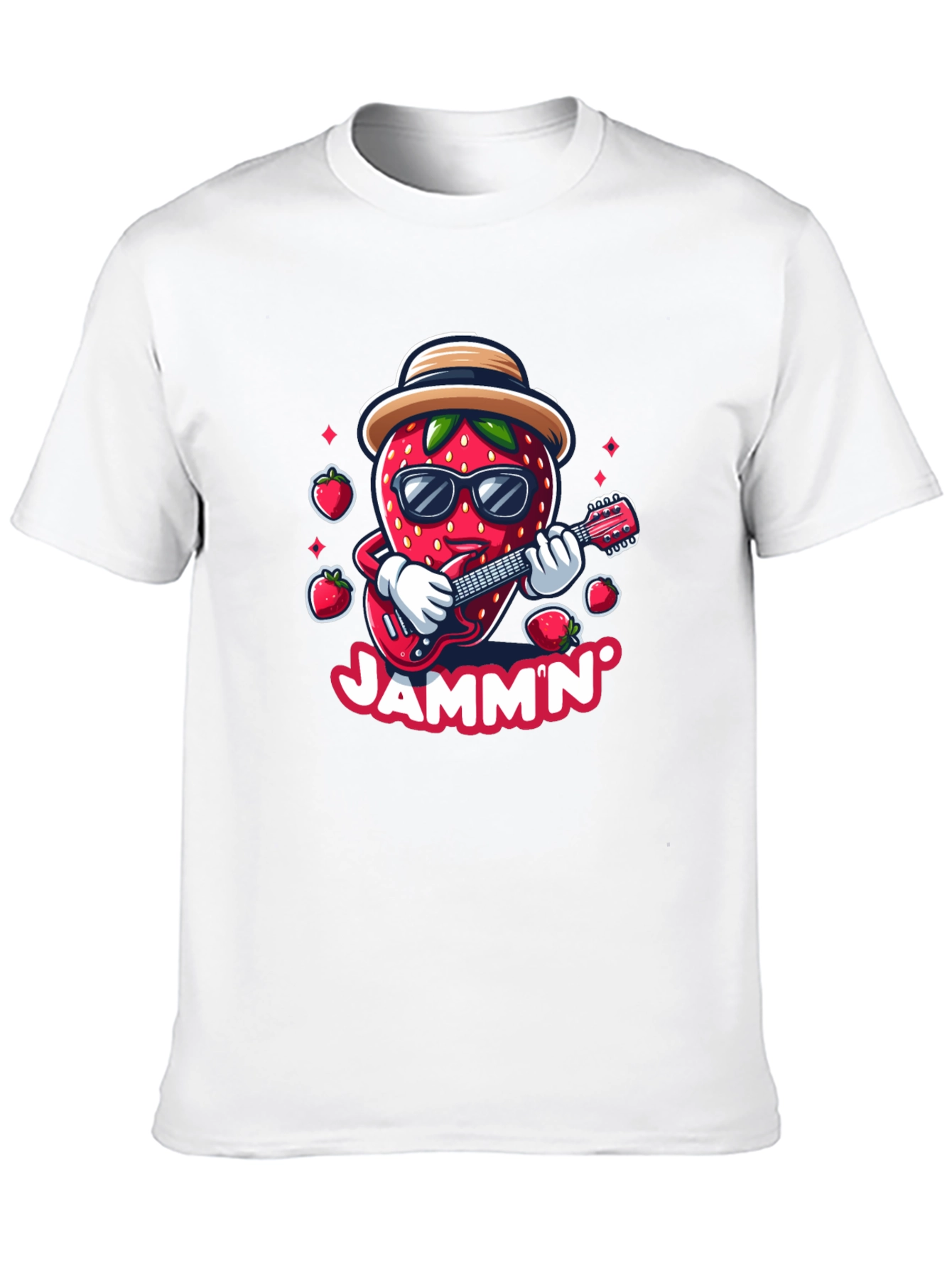 Jammin Strawberry Guitar Player Graphic Tee