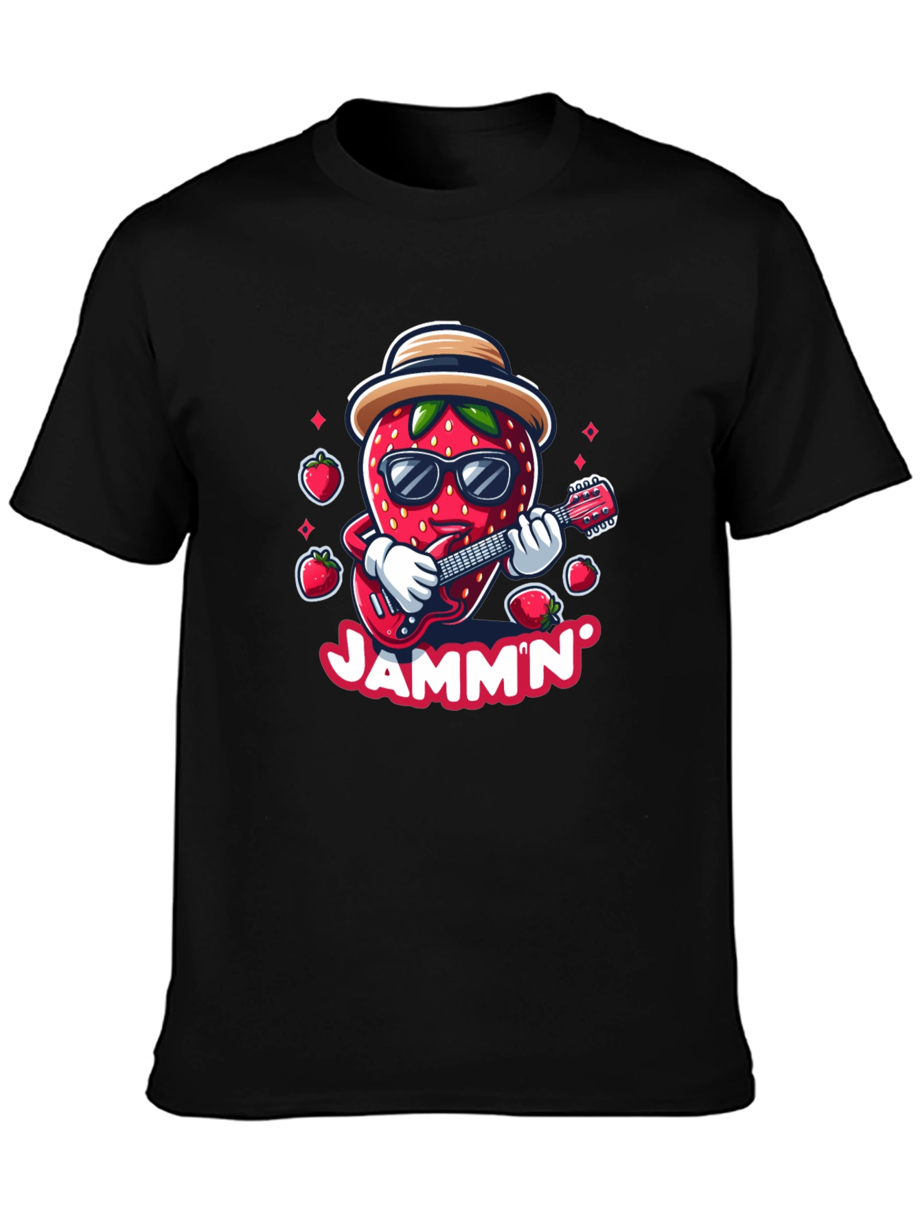 Jammin Strawberry Guitar Player Graphic Tee