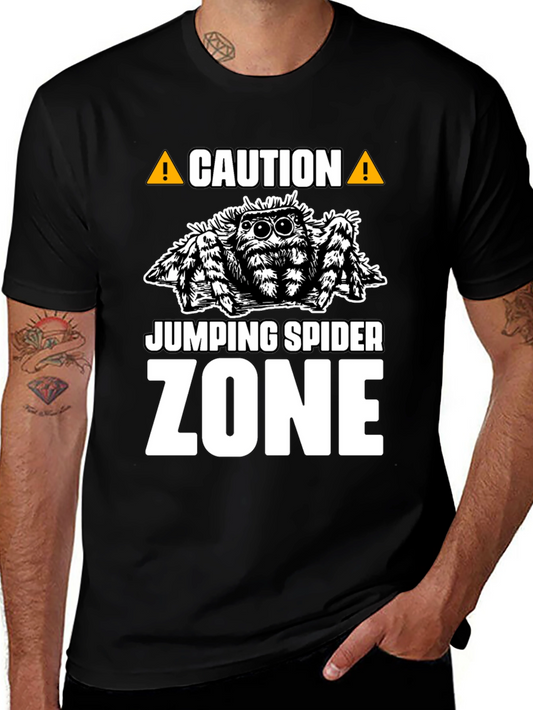 Caution Jumping Spider Zone Black T-Shirt