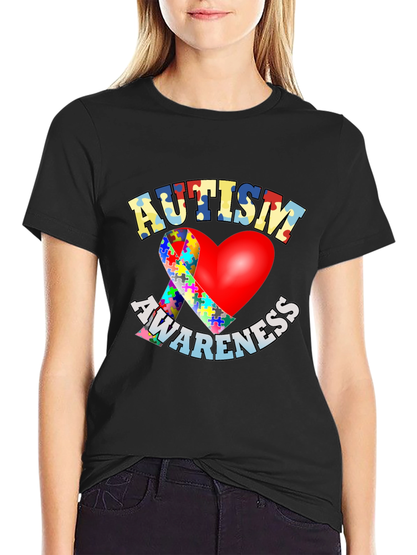 Autism Awareness T-Shirt - Puzzle Heart Design