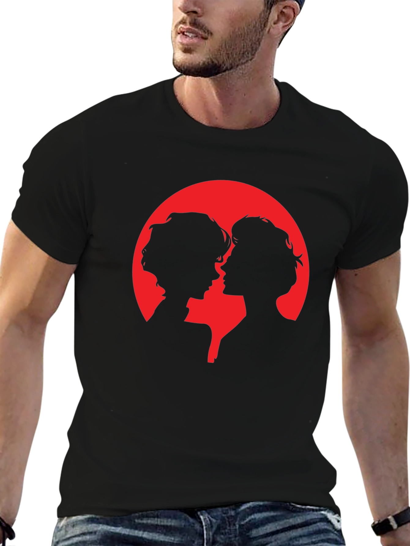 Silhouette Couple Graphic Tee - Black