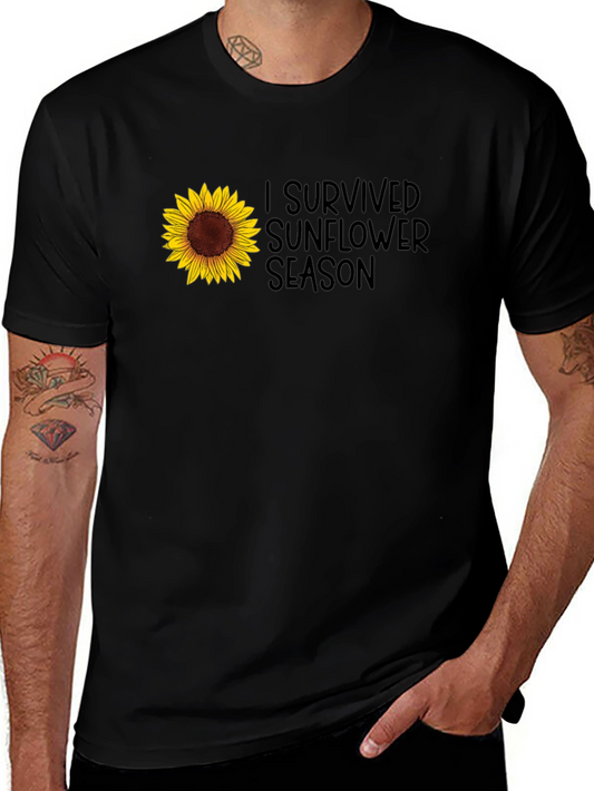I Survived Sunflower Season Black T-Shirt