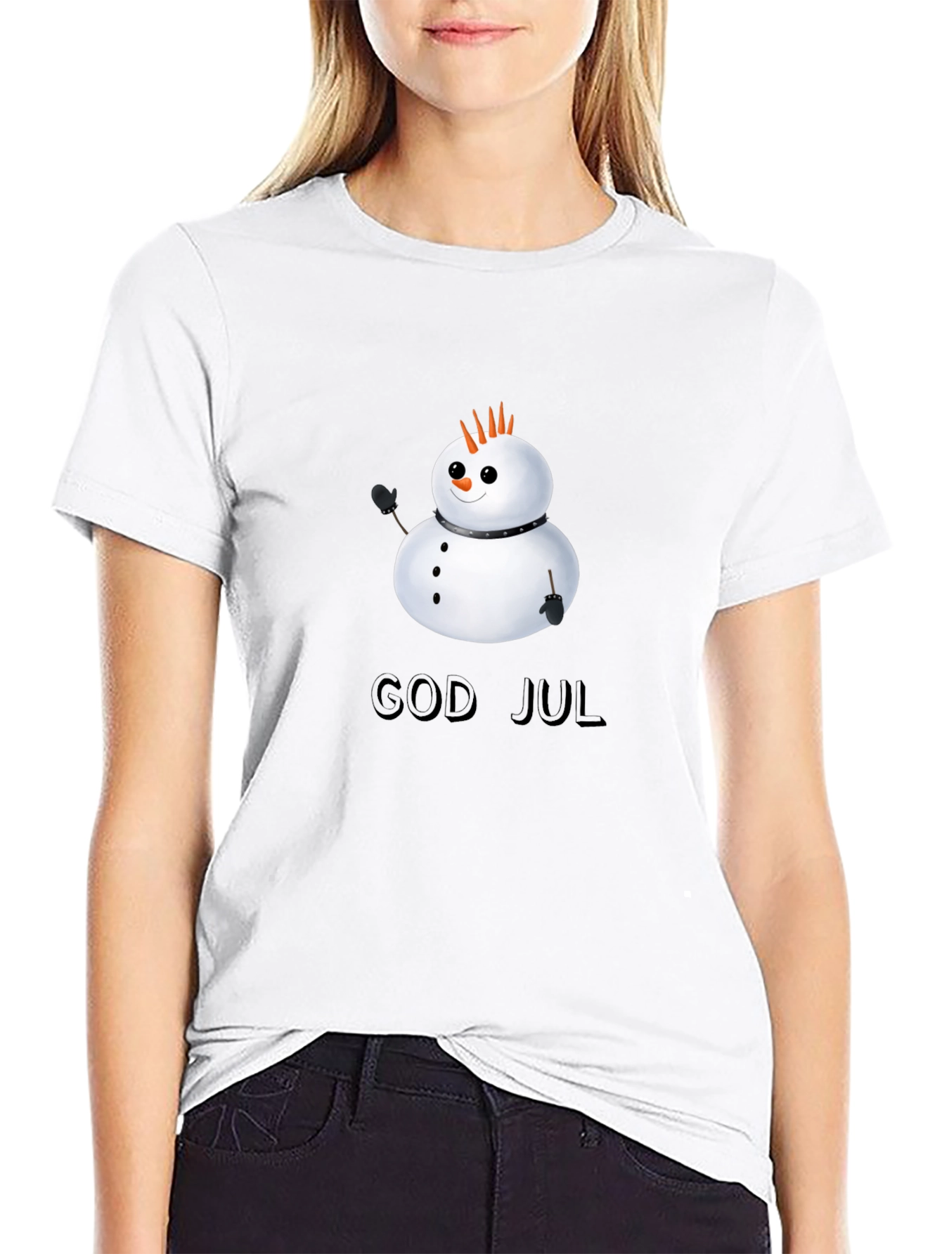 God Jul Snowman T-Shirt - Holiday Festive Style