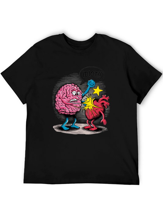 Brain vs. Heart Graphic T-Shirt - Funny Unisex Tee