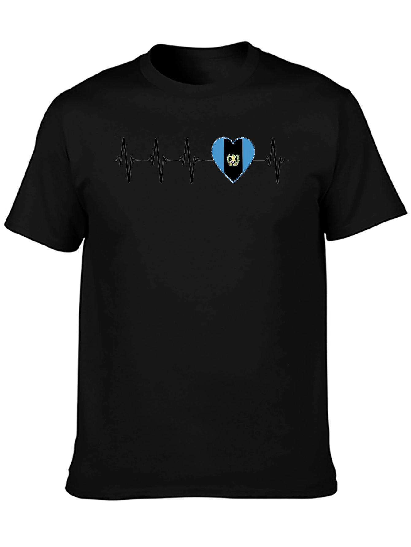 Guatemala Heartbeat T-Shirt - Black Crew Neck
