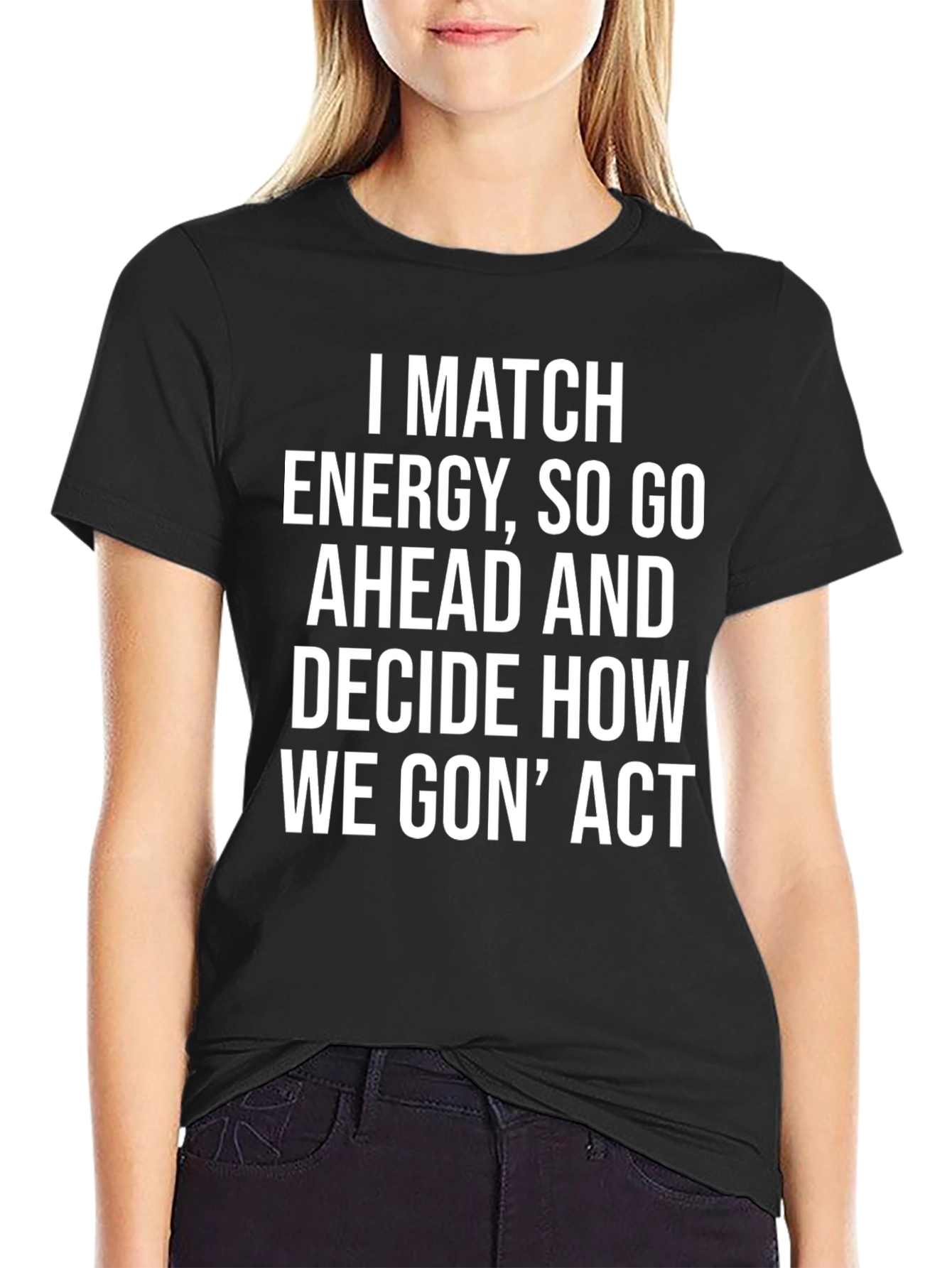 Match Energy Graphic Tee - Black Cotton Casual