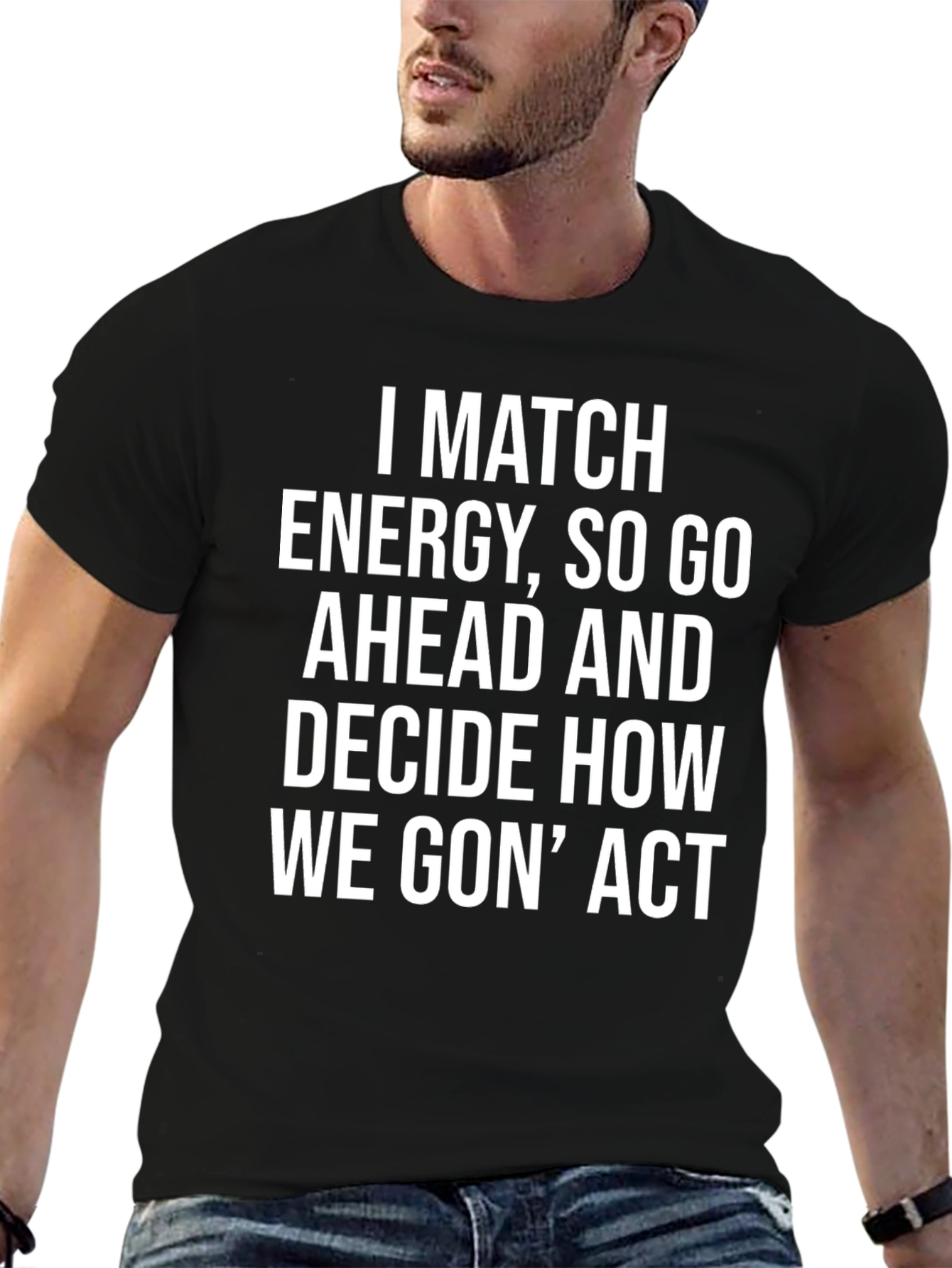 Match Energy Graphic Tee - Black Cotton Casual