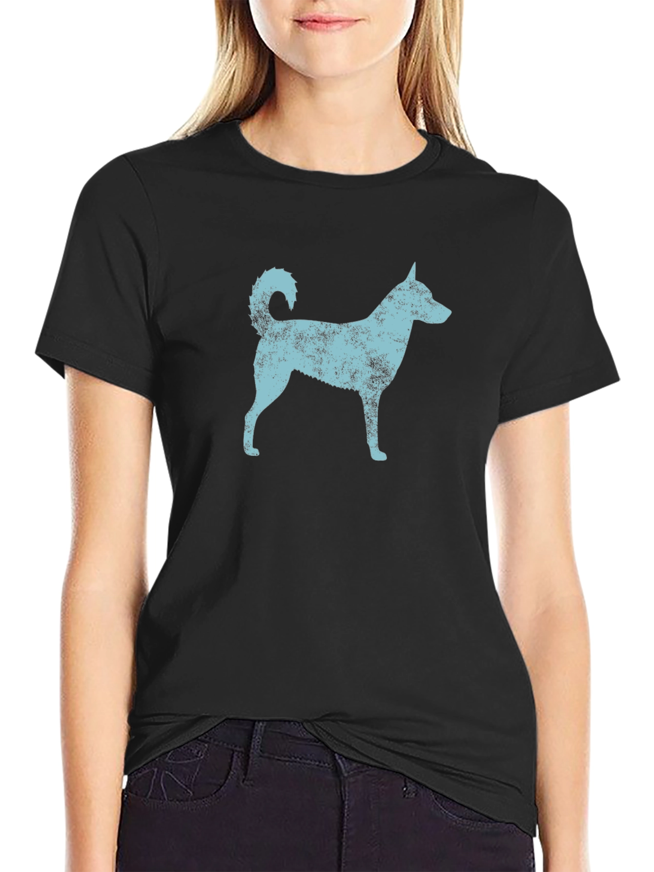 Dog Graphic Print Black T-Shirt