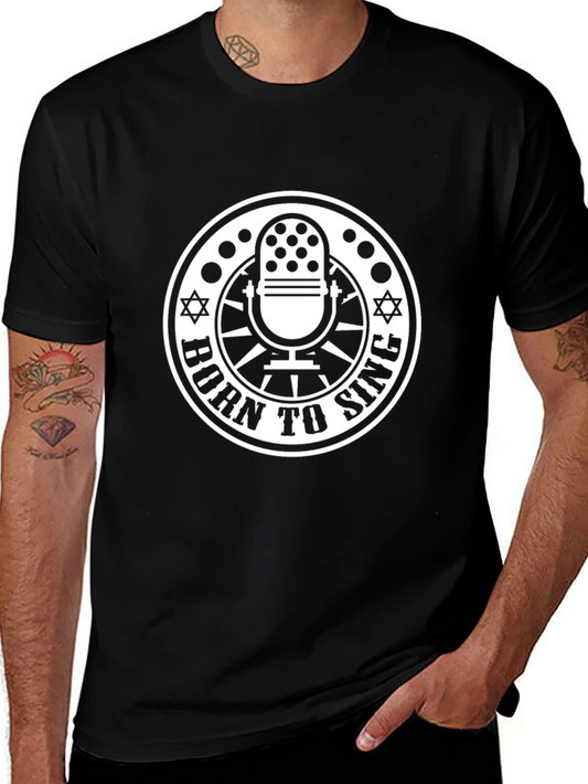 Born to Sing Black T-Shirt Microphone Graphic