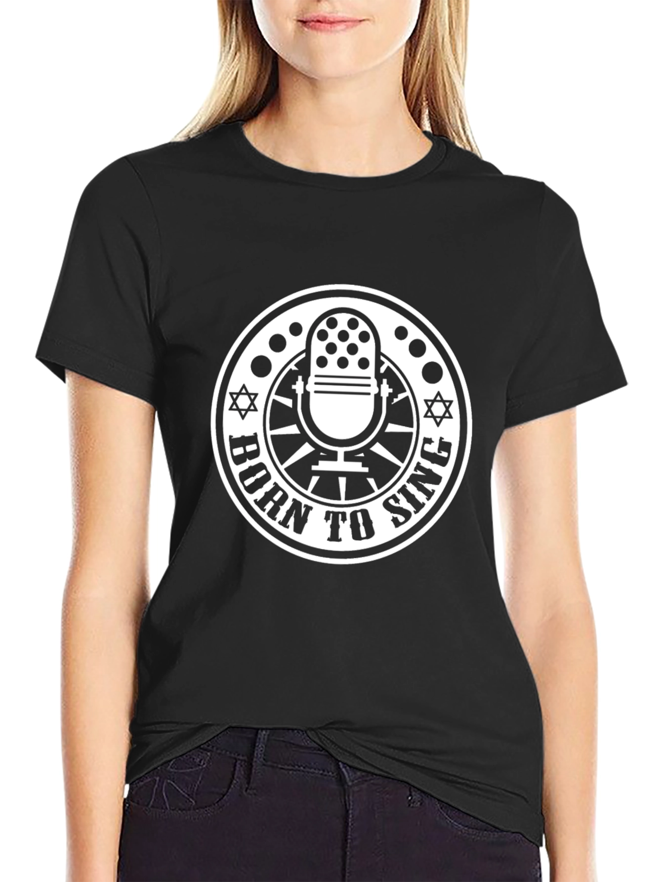 Born to Sing Black T-Shirt Microphone Graphic