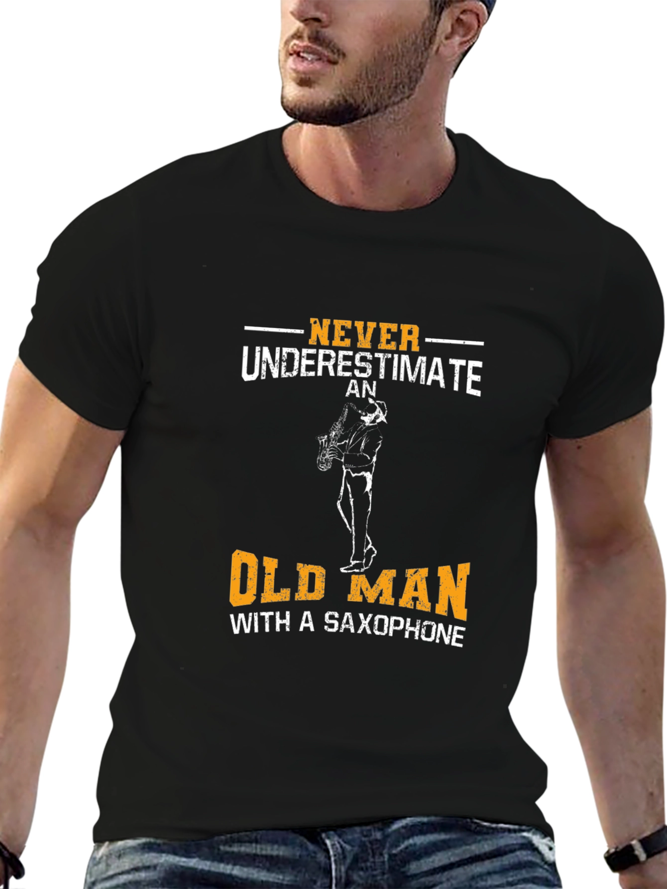 Never Underestimate Old Man with Saxophone T-Shirt