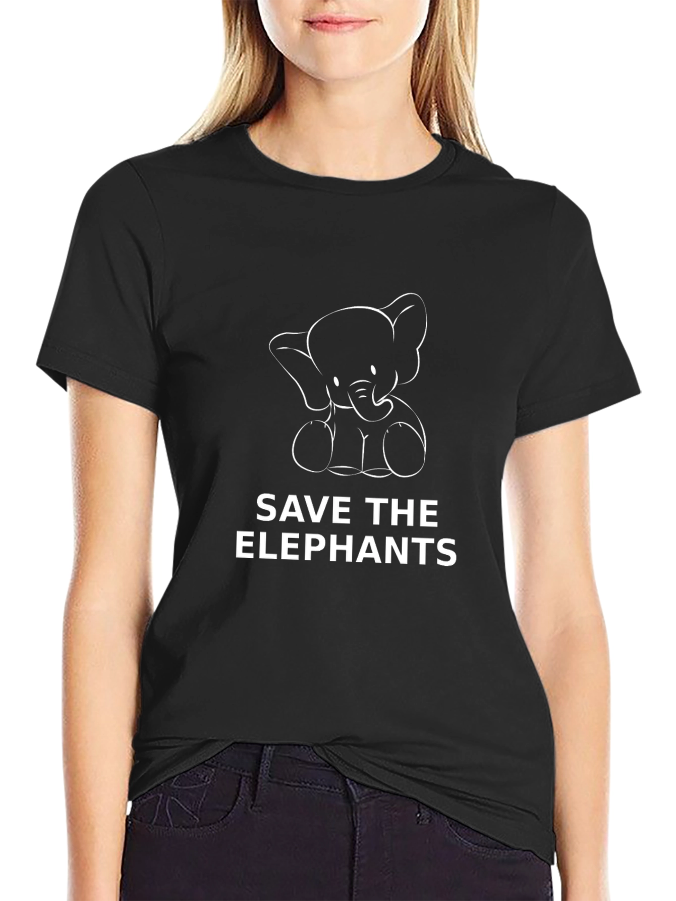 Save the Elephants Graphic Tee - Black Cotton T-Shirt