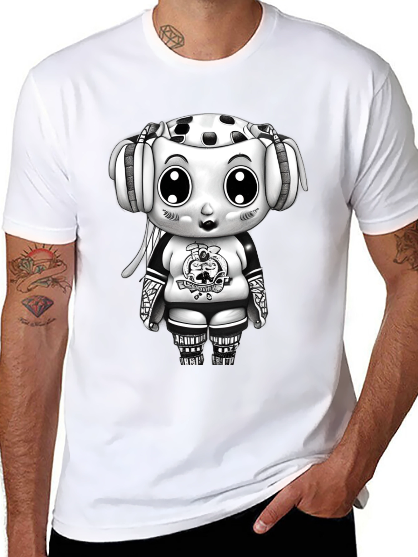 Cartoon Hockey Player Graphic Tee