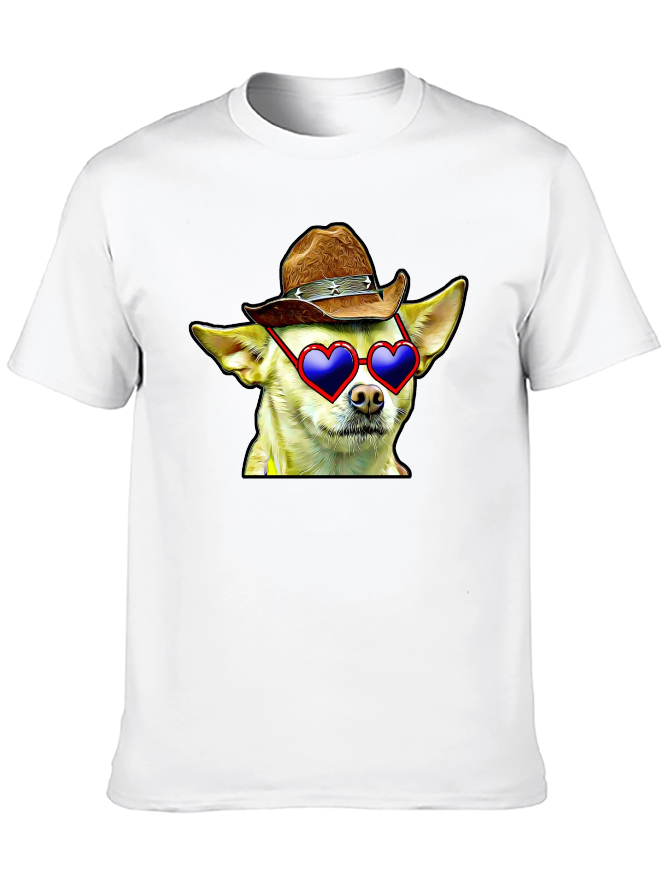 Cowboy Chihuahua T-Shirt - Heart Sunglasses Funny Tee
