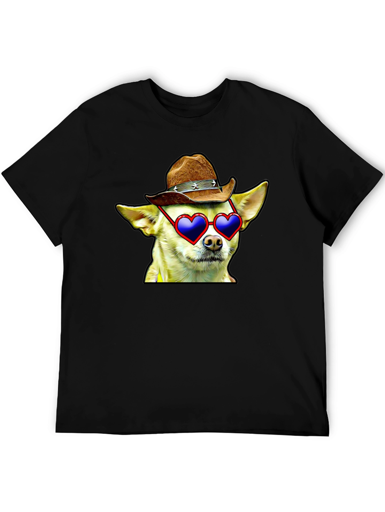 Cowboy Chihuahua T-Shirt - Heart Sunglasses Funny Tee