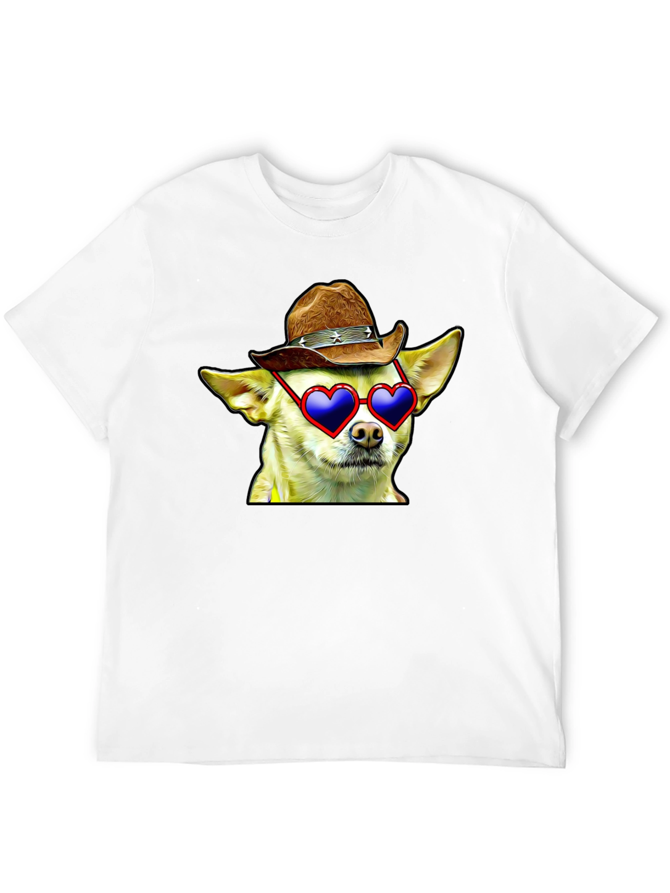 Cowboy Chihuahua T-Shirt - Heart Sunglasses Funny Tee