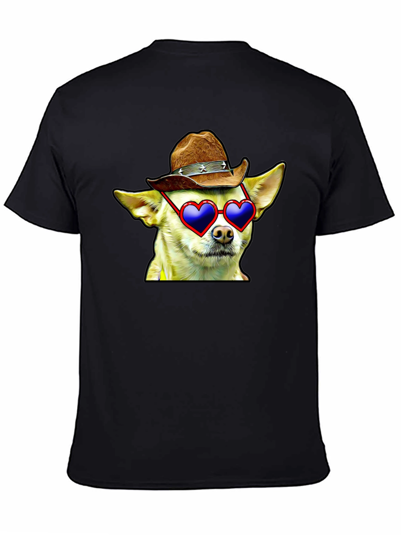 Cowboy Chihuahua T-Shirt - Heart Sunglasses Funny Tee