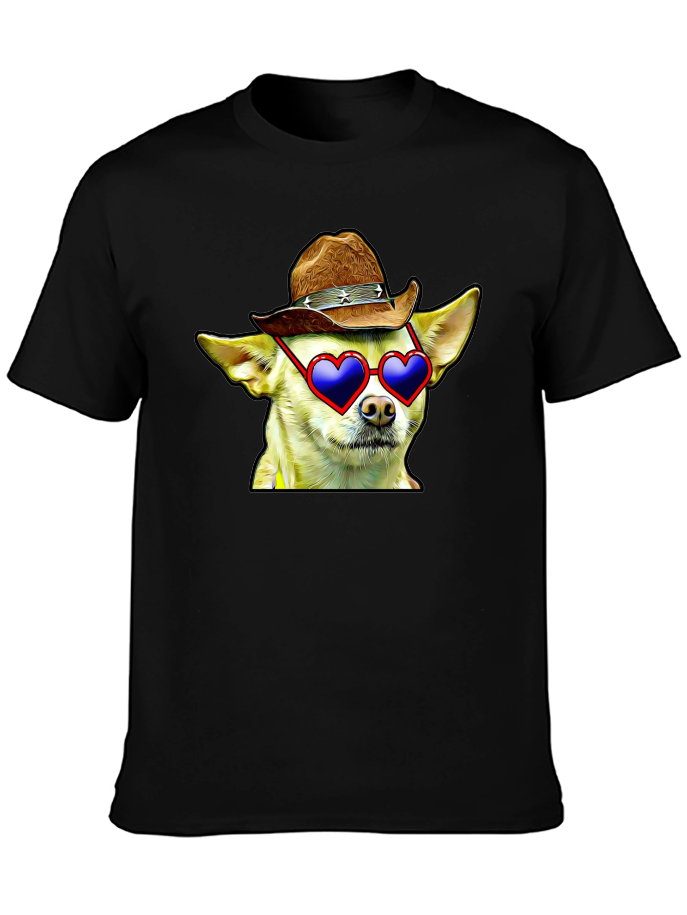 Cowboy Chihuahua T-Shirt - Heart Sunglasses Funny Tee