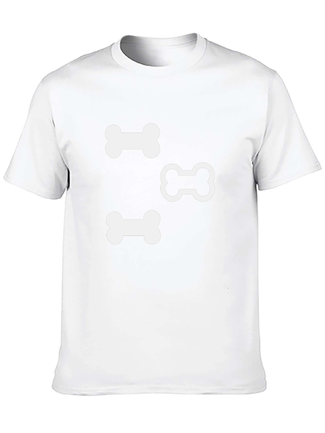 Dog Bone Print T-Shirt - Casual Black Tee