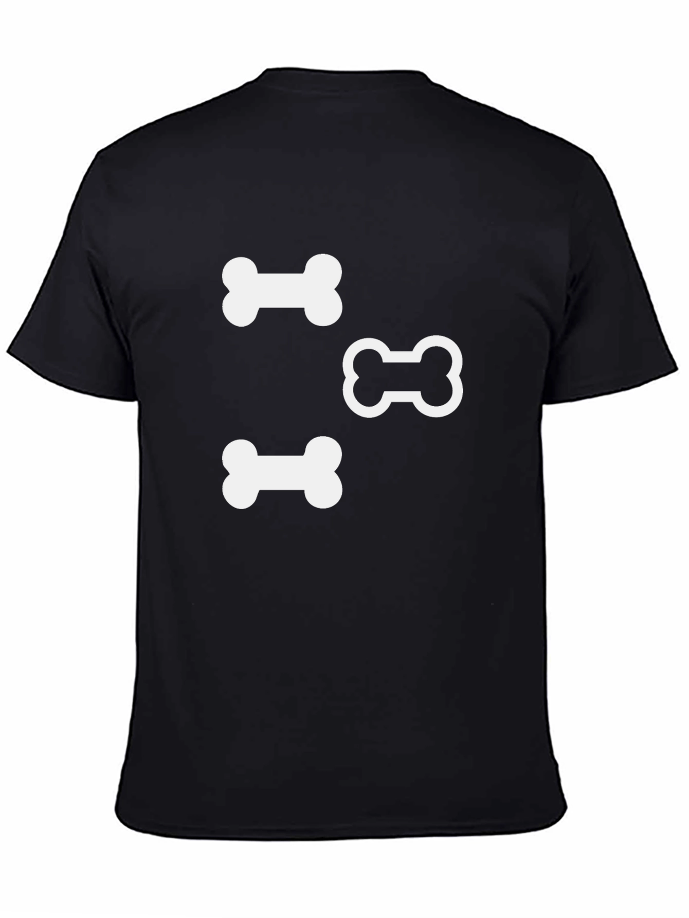 Dog Bone Print T-Shirt - Casual Black Tee