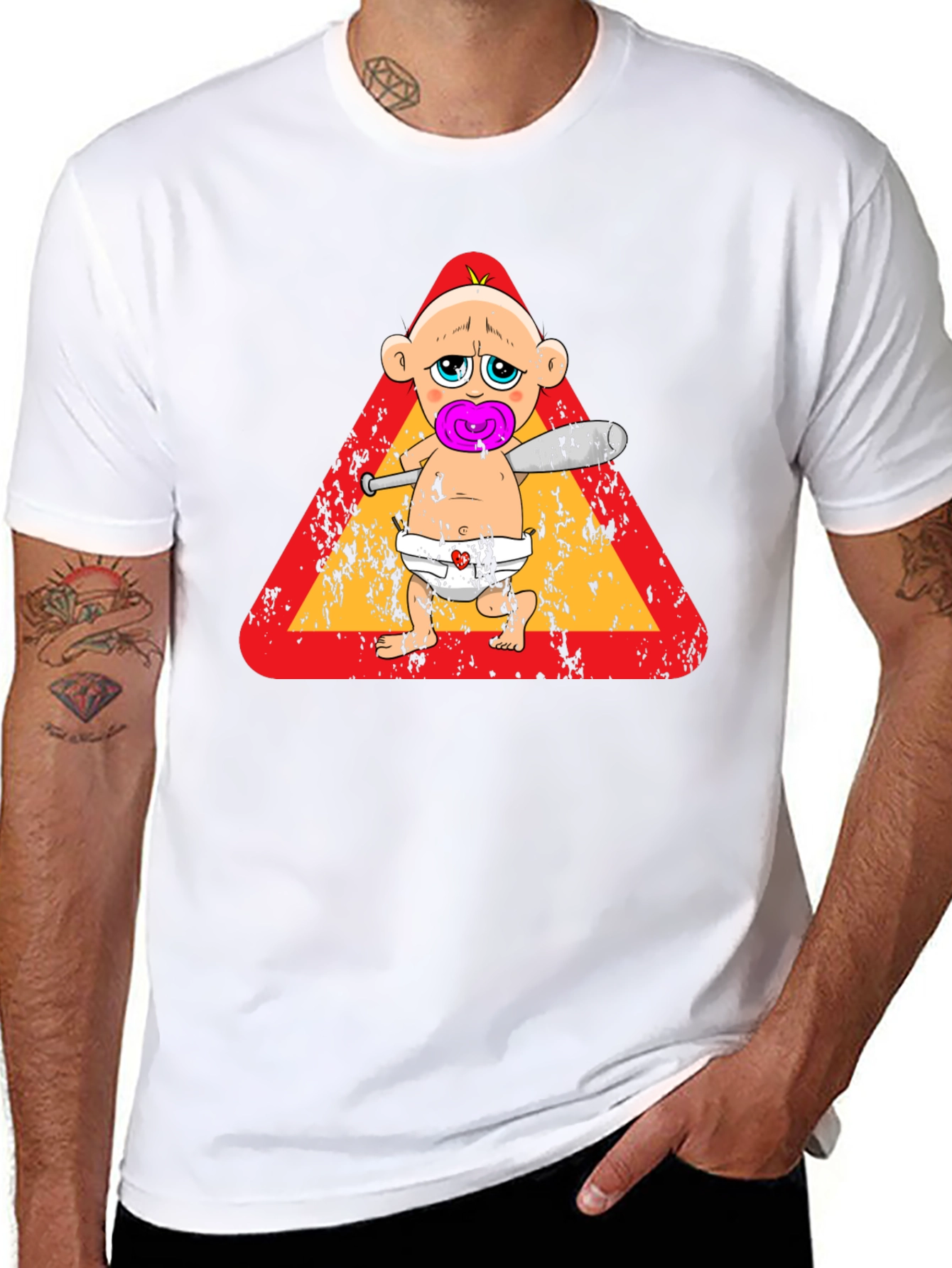 Funny Baby with Baseball Bat T-Shirt