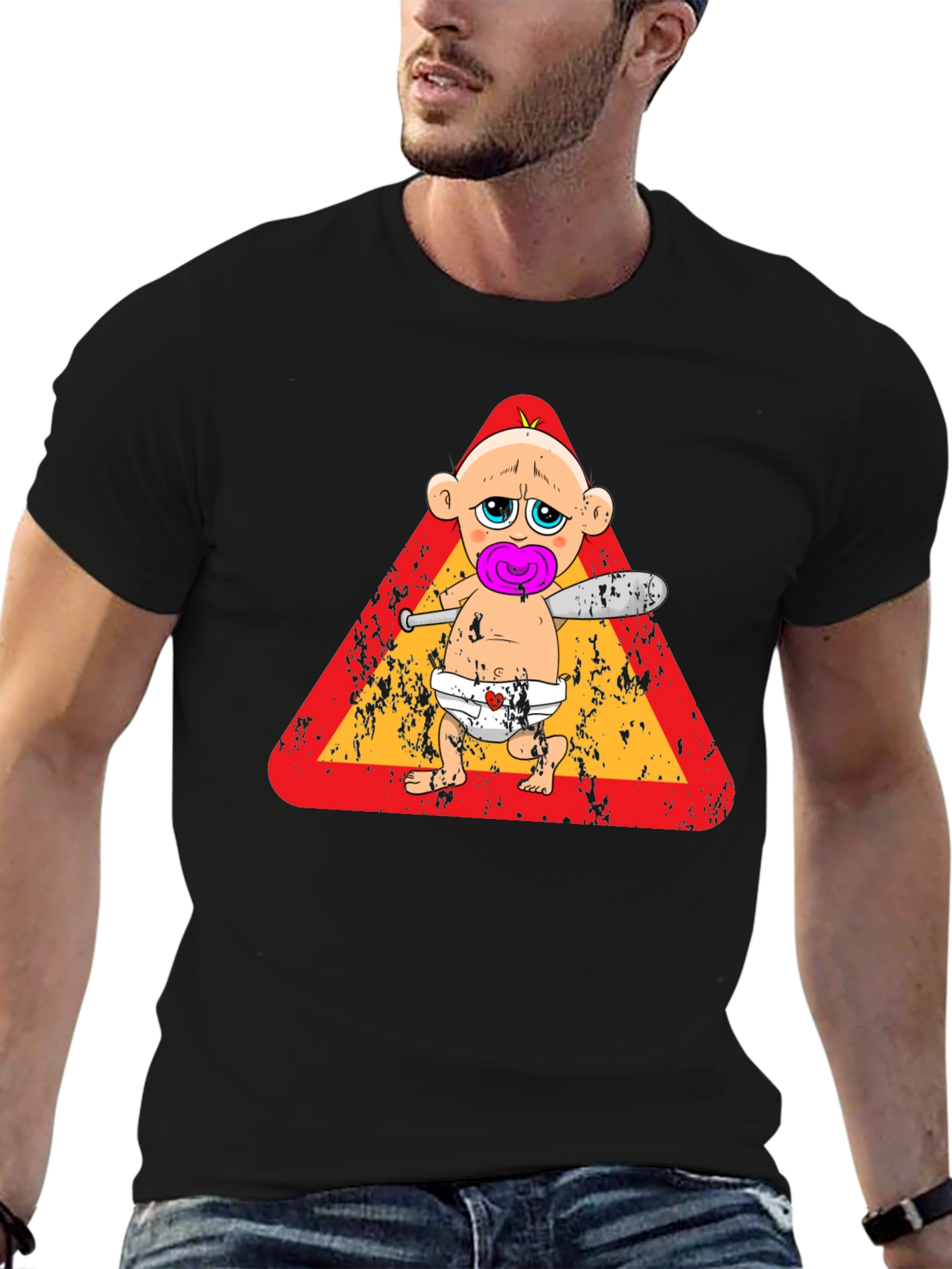 Funny Baby with Baseball Bat T-Shirt