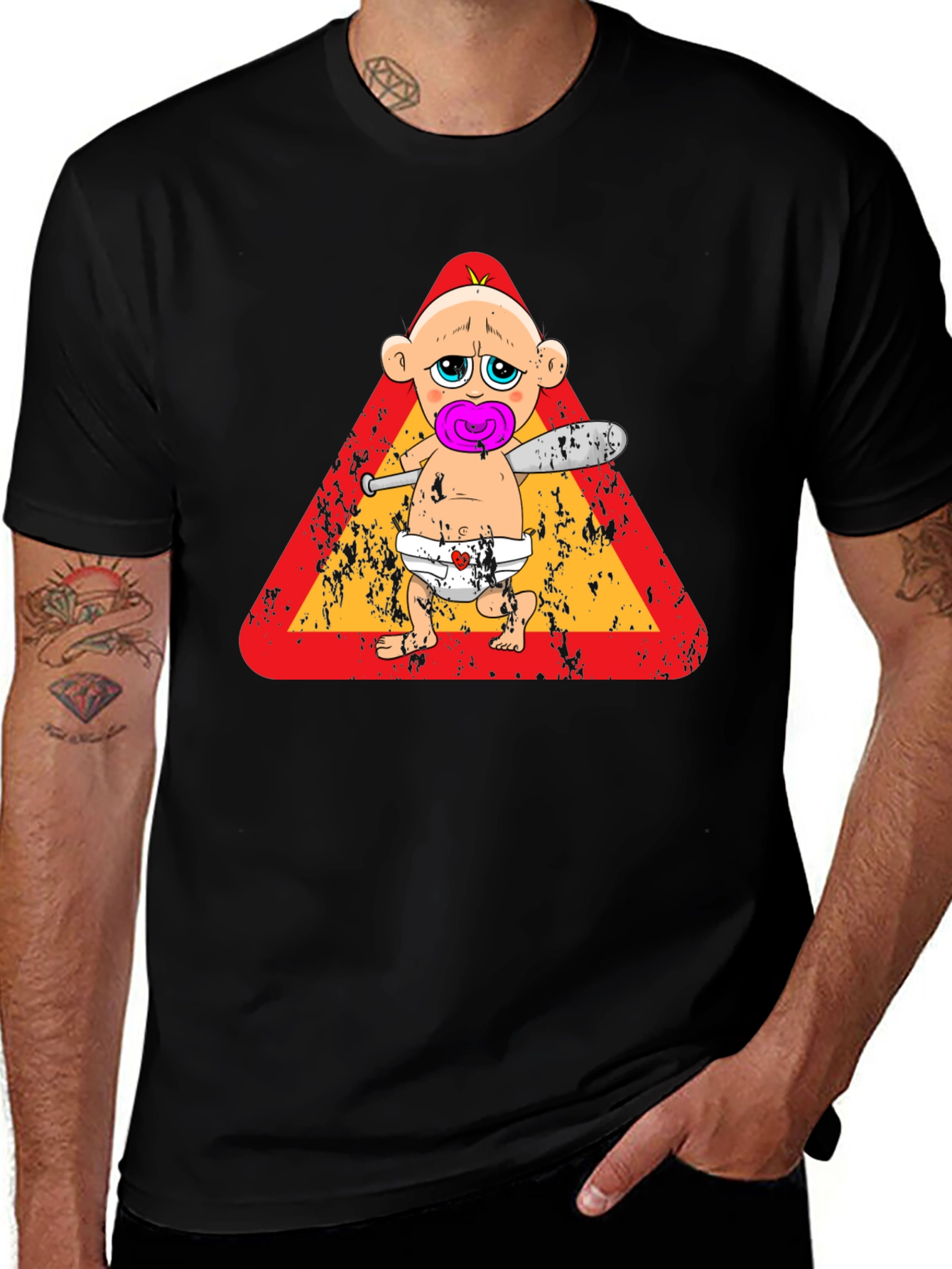 Funny Baby with Baseball Bat T-Shirt
