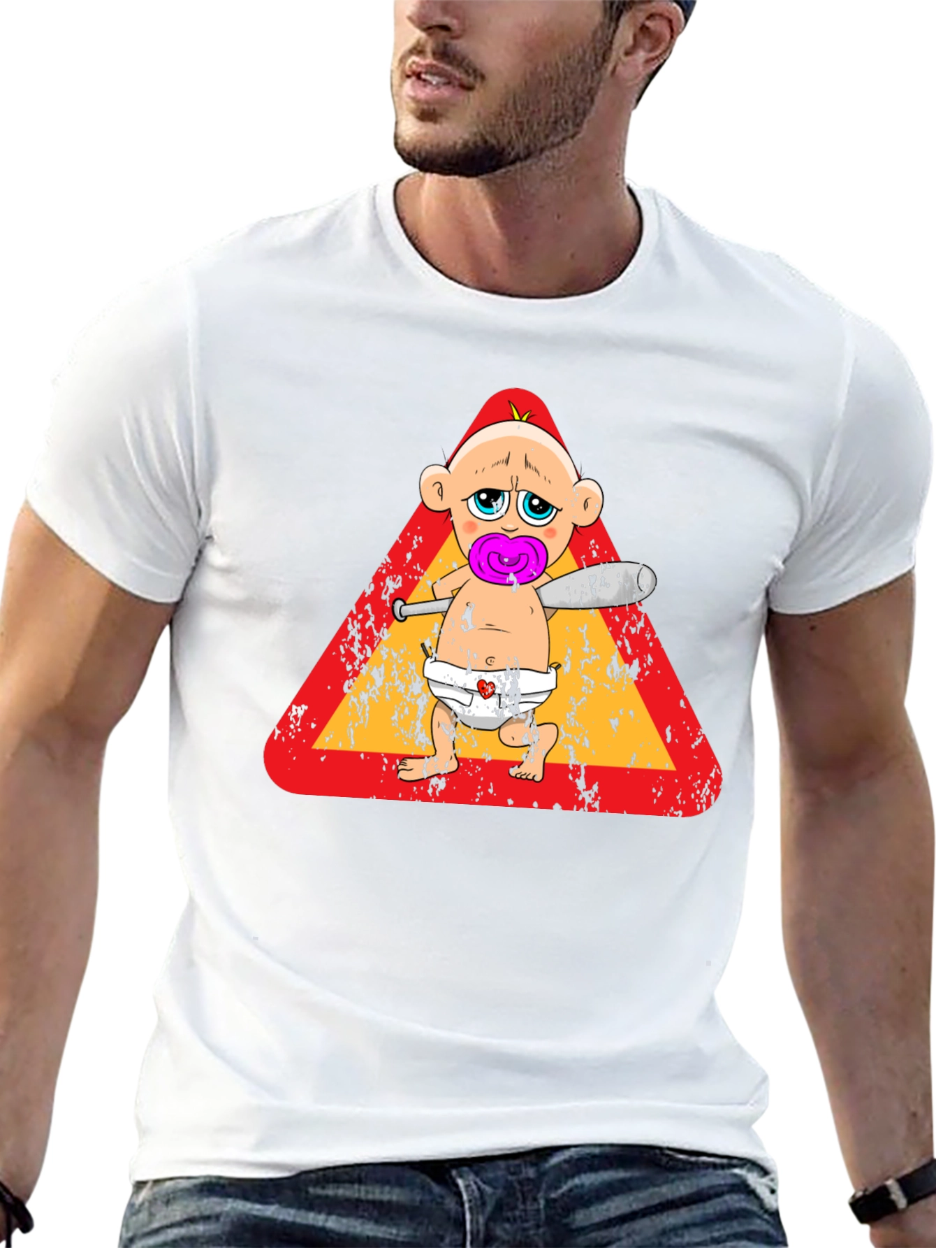 Funny Baby with Baseball Bat T-Shirt