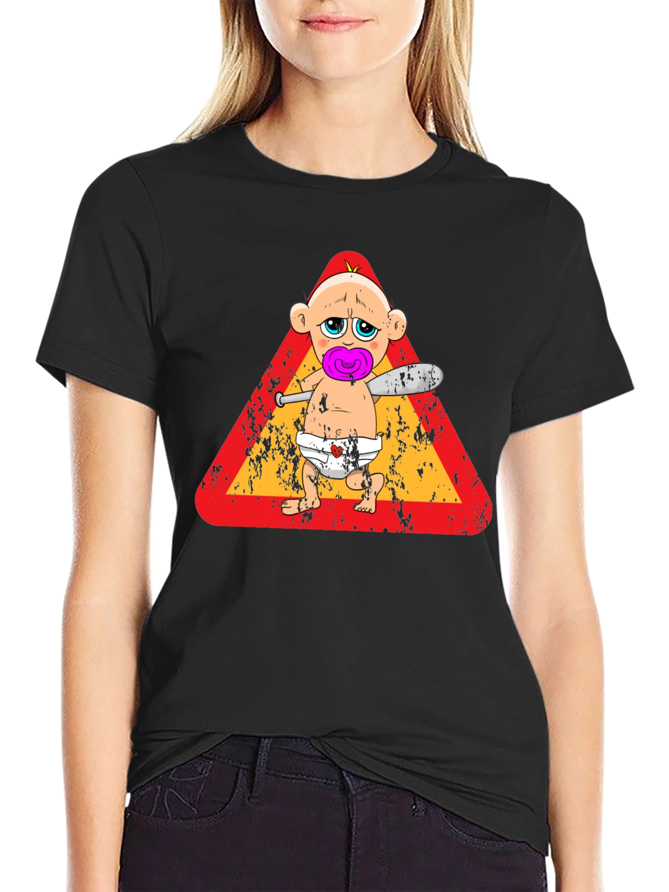 Funny Baby with Baseball Bat T-Shirt